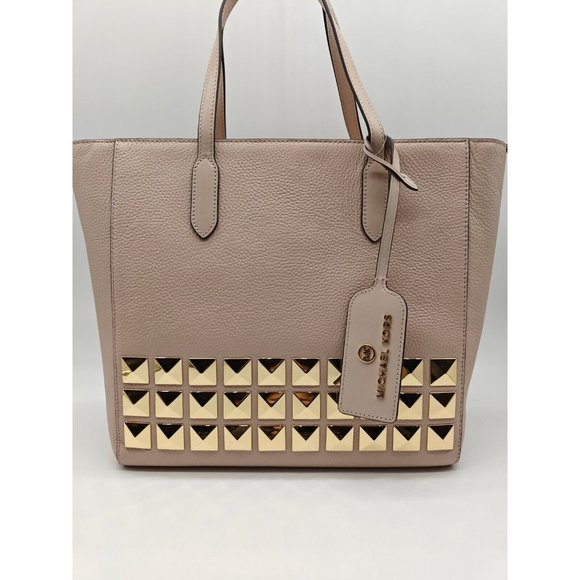 MICHAEL KORS Sinclair East West large studs leather medium tote bag - PINK - Picture 5 of 14